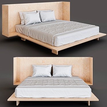 Seamless Plywood Bed 3D model image 1 