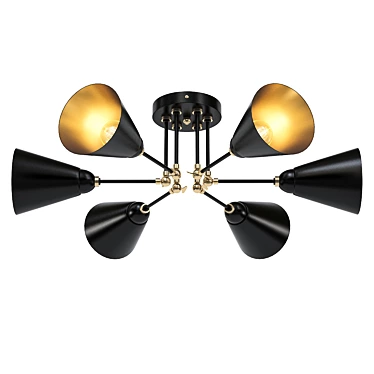 Modern Black and Gold Ceiling Light 3D model image 1 