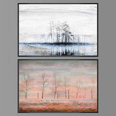 Set of 2 Wall Paintings with 4 Frame Options 3D model image 1 