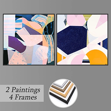 Modern Wall Art Set with Frame Options 3D model image 1 