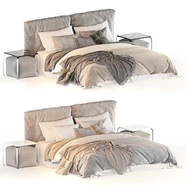 Modern Meridiani Stone Bed 3D model image 1 