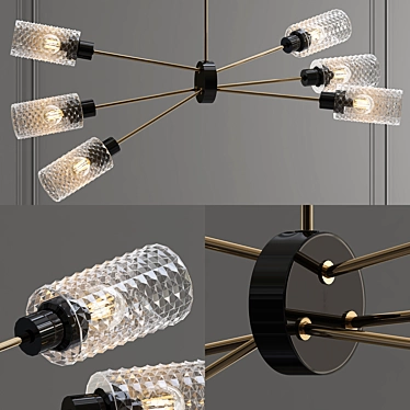 Sputnik Inspired Six Cylinder Chandelier 3D model image 1 