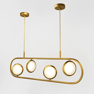 Modern Brass Pendant Light with Glass Shades 3D model image 1 