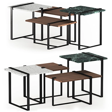 Marble & Oak Table Compo: Versatile and Elegant 3D model image 1 