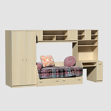 Modern Kids Bedroom Furniture Set 3D model image 1 