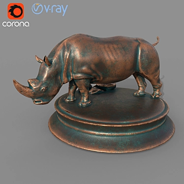Copper Rhino Sculpture 3D model image 1 