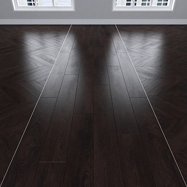 Dark Oak Parquet: Herringbone, Linear, Chevron 3D model image 1 