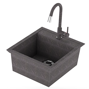 Florentina Lipsi 460 Black: Stylish Sink & Mixer Set 3D model image 1 