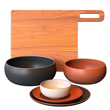 Madera Terra Collection - Authentic Terracotta Dinnerware 3D model image 1 