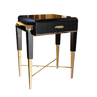 Sleek Brass and Marble Side Table 3D model image 1 