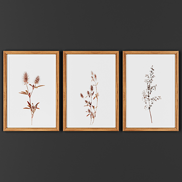 Wooden Frame Art Set 3D model image 1 