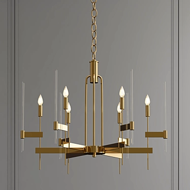 Elegant Brass Chandelier: Bari Light 3D model image 1 