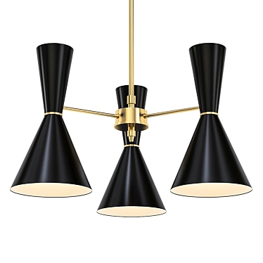 CAIRO 3-Arm Black Chandelier 3D model image 1 