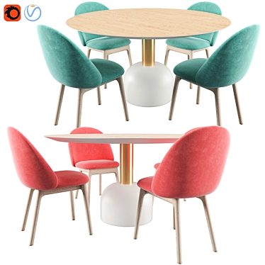 Icelandic-inspired Dining Set: IOLA Chair & ILLO Table 3D model image 1 