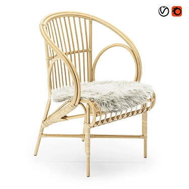  Rustic Rattan Bliss Chair 3D model image 1 