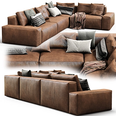 Modern Jesse Leather Sofa 3D model image 1 