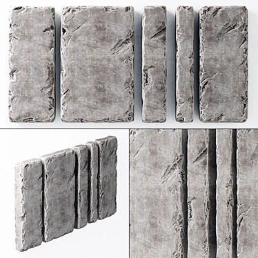 Sleek Slab Stone Wall N1 3D model image 1 