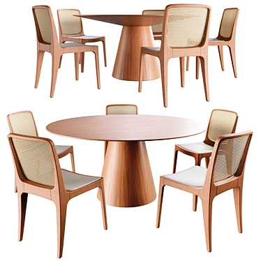 Bossa Palha Dining Set: Elegant, Textured, and Rendering-Ready 3D model image 1 