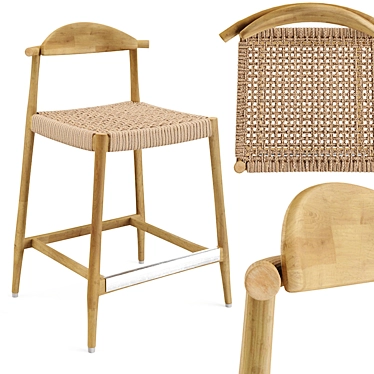 Rustic Charm: Nina Bar Stool (Seat 62cm) 3D model image 1 