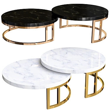 Elegant Gold Marble Coffee Table 3D model image 1 