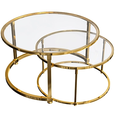 Modern Gold Frame Coffee Table 3D model image 1 
