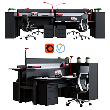 Steelcase Ology Bench - Efficient Office Workstation 3D model image 1 