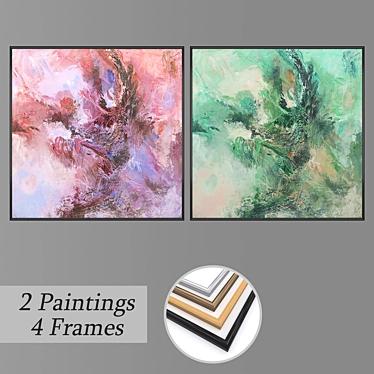 Elegant Wall Paintings Set 3D model image 1 