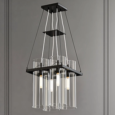 Glass Cylinder Chandelier 3D model image 1 