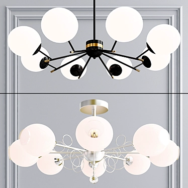 Elegant Glass Ball Chandeliers - Tondo Collection 3D model image 1 