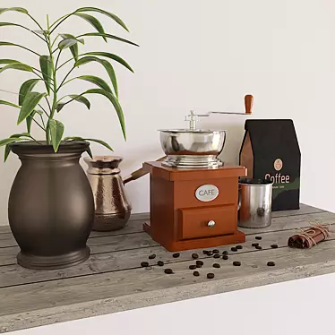 Elegant Coffee Set: 8-Piece Decorative Delight 3D model image 1 