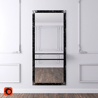 Industrial Metal Frame Loft Mirror 3D model image 1 