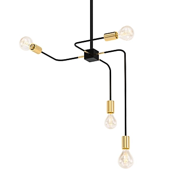 Minimalist Black and Gold Chandelier 3D model image 1 