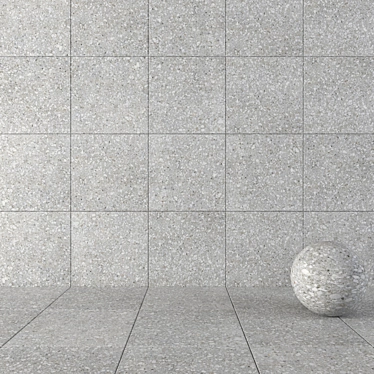 Terrazzo Gray Stone Wall Tiles: Modern Multi-Texture Design 3D model image 1 