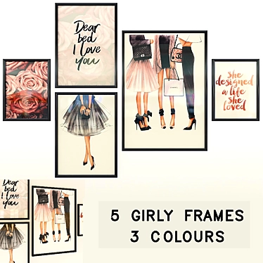 Girly Frames: Delicate Set for Your Pictures 3D model image 1 