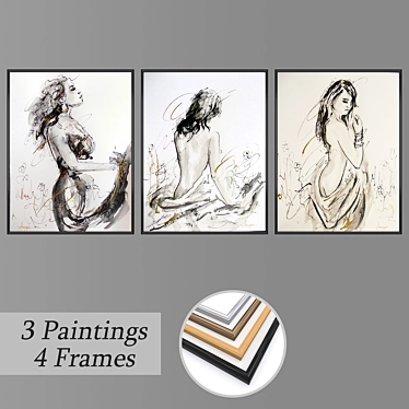 Artistic Wall Decor Set with Multiple Frames 3D model image 1 