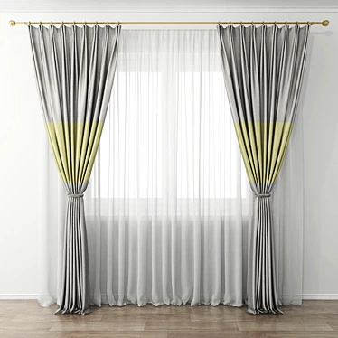 Elegant Drapery Curtain 3D model image 1 