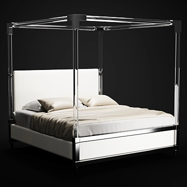 Elegant Acrylic Canopy Bed 3D model image 1 