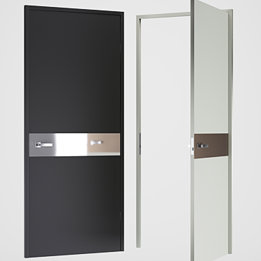 Modern Wooden Door with Aluminum Insert - PLATO PL-03 3D model image 1 