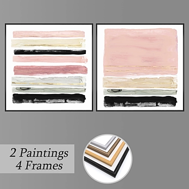 Modern Wall Art Set with Multiple Frames 3D model image 1 