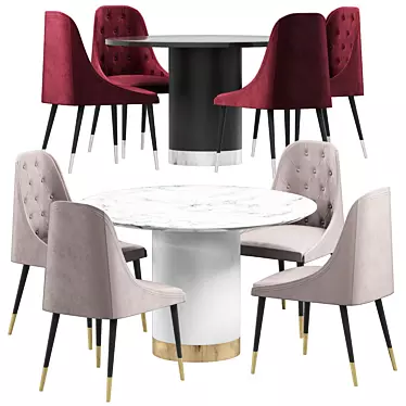 Beedle Chair & Ontario Dining Table  Modern Style Furniture Set 3D model image 1 