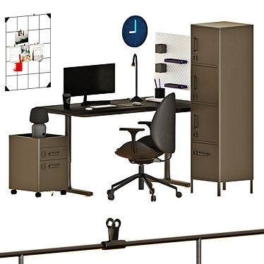 Sleek BEKANT Corner Desk Set 3D model image 1 