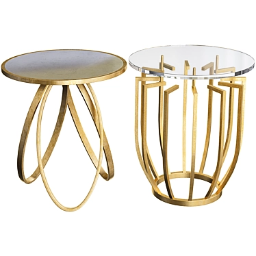 Gilded Glaze Side Tables Set 3D model image 1 