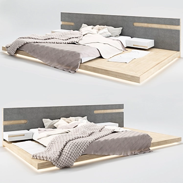 Sleek & Stylish Modern Bed 3D model image 1 