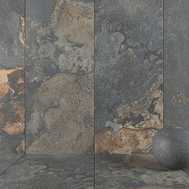 Kayah Rust Stone Wall Tiles - Set of 3 3D model image 1 