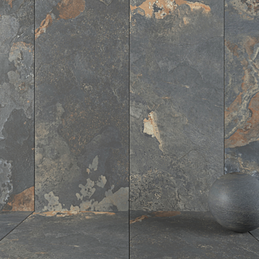 Elegant Kayah Rust Stone Tiles 3D model image 1 