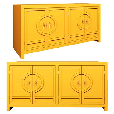 Elegant Cannes 4-Door Credenza 3D model image 1 