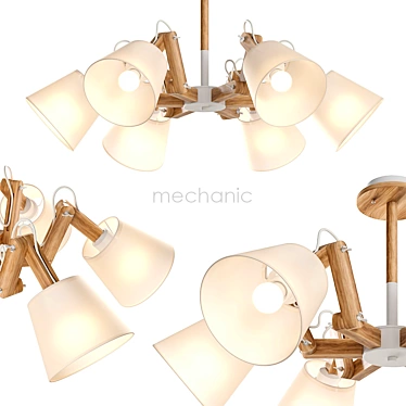 Mechanic 6-Lamp Designer Pendant 3D model image 1 