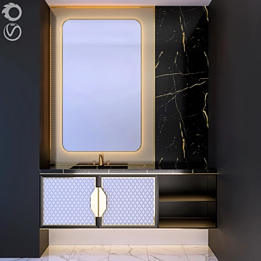 Modern Bathroom Cabinet Set 3D model image 1 