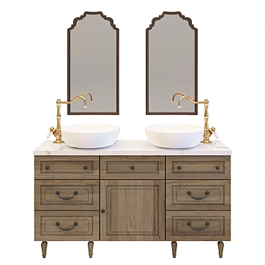 Modern Cabinet with Sinks & Mirrors 3D model image 1 