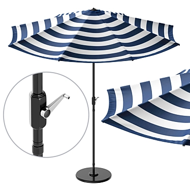 Black Frame Outdoor Patio Umbrella 3D model image 1 